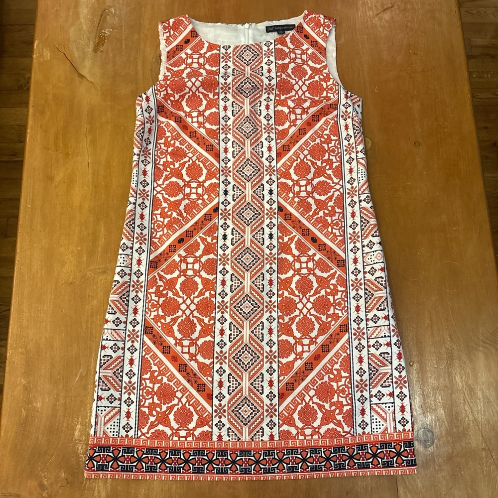 Orange Patterned Sleeveless Dress
